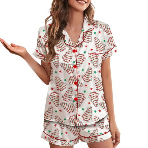 Christmas Tree Snack Cake Satin Pajamas Set - Image 2