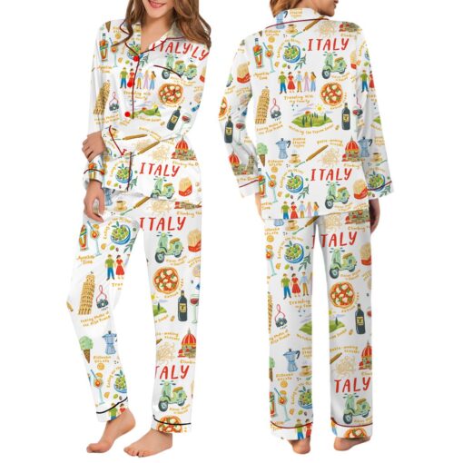 Italian Vacation Silky Satin Pajama Set - Image 5