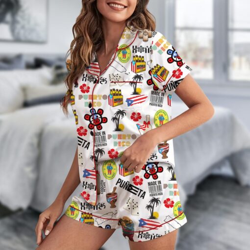 Baile Inolvidable Puerto Rico Satin Pajama Set For Women Print Comfy Satin Pajama Set - Image 3