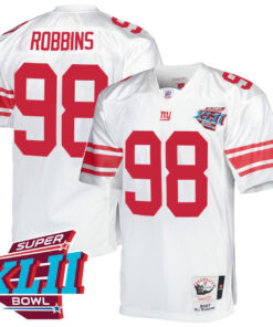 Fred Robbins New York Giants White Super Bowl XLII Throwback Jersey - All Stitched