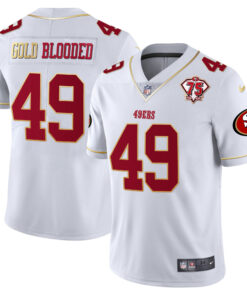 GOLD BLOODED San Francisco 49ers 75TH ANNIVERSARY PATCH VAPOR GOLD TRIM JERSEY V3 - ALL STITCHED