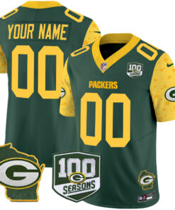 Green Bay Packers 100th Season & Home Patch Cheese Vapor Limited Custom Jersey – All Stitched