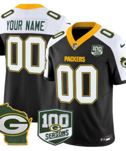 Green Bay Packers 100th Season & Home Patch Vapor Limited Custom Jersey - All Stitched