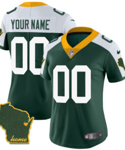Green Bay Packers Home Patch Vapor Custom Jersey - All Stitched