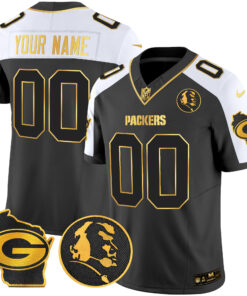 Green Bay Packers John Madden & Home Patch Gold Vapor Limited Custom Jersey - All Stitched