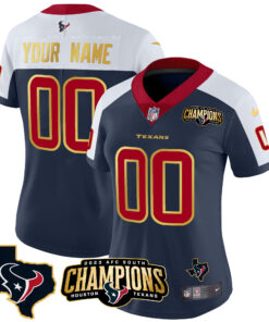 Houston Texans 2023 AFC South Champions Patch Gold Trim Vapor Custom Jersey - All Stitched