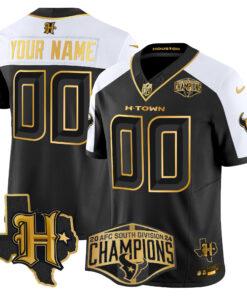 Houston Texans 2024 AFC South Division Champions Patch Gold Vapor Limited Custom Jersey - All Stitched