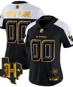 Houston Texans 2024 Texas Patch Gold Vapor Limited Custom Jersey - All Stitched