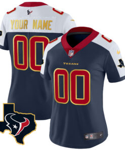 Houston Texans Gold Trim Vapor Custom Jersey - All Stitched