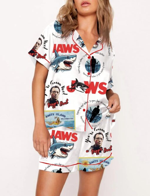 Women's Jaws Captain Quint Chief Brody Amity Island Satin Pajama Set