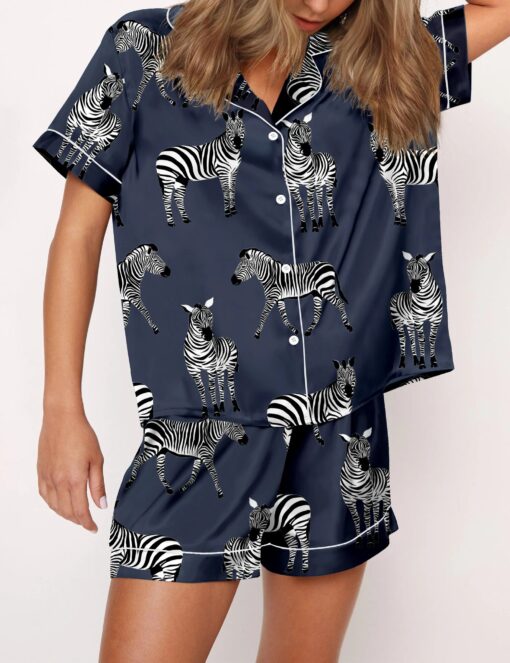 Zebra Satin Pajama Set For Women - Image 6