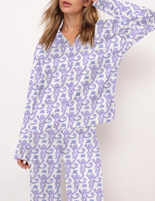Monkey Satin Pajama Set For Women - Image 6