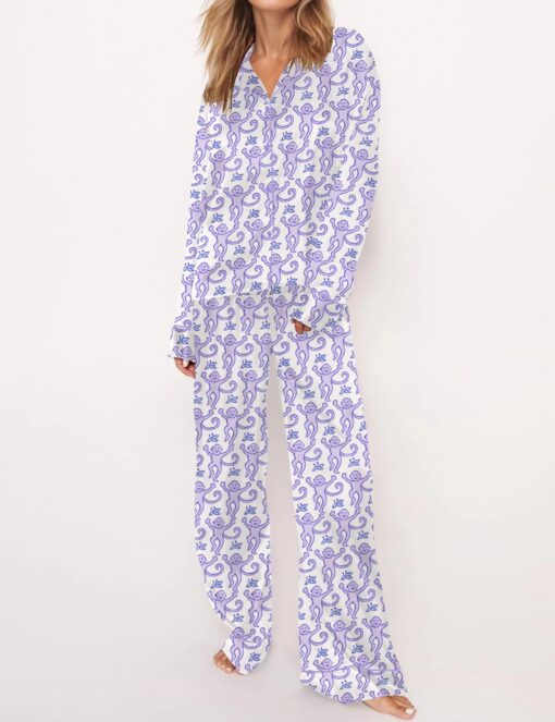 Monkey Satin Pajama Set For Women - Image 8