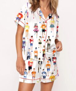 Marathon Runner Watercolor Silky Satin Pajama Set For Women