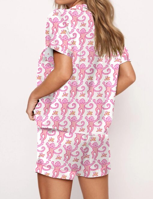 Monkey Satin Pajama Set For Women - Image 4