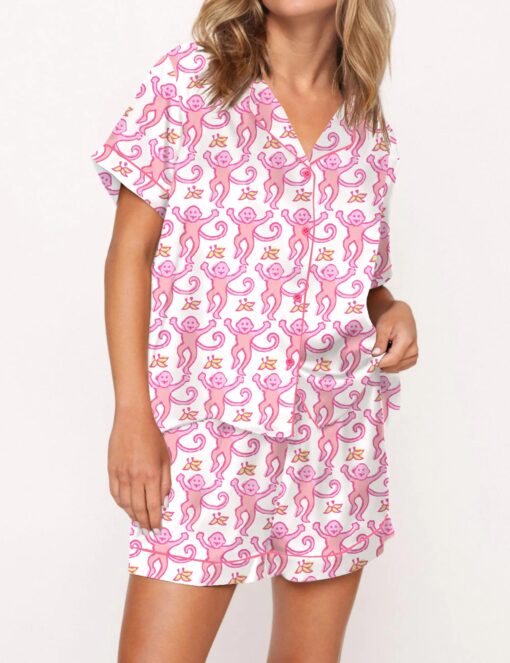 Monkey Satin Pajama Set For Women - Image 2