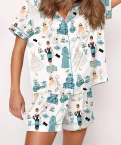 Alternative view of Breakfast At Tiffany's Print Satin Pajama Set