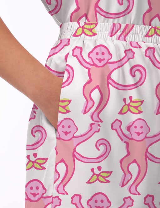 Monkey Satin Pajama Set For Women - Image 3