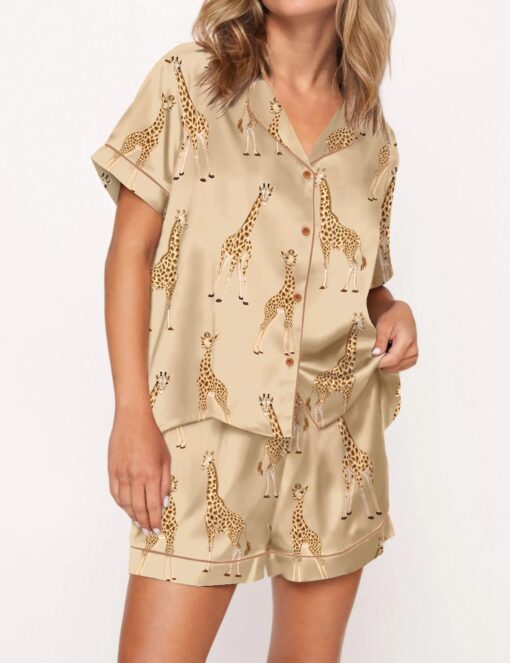 Giraffe Satin Pajama Set For Women - Image 4
