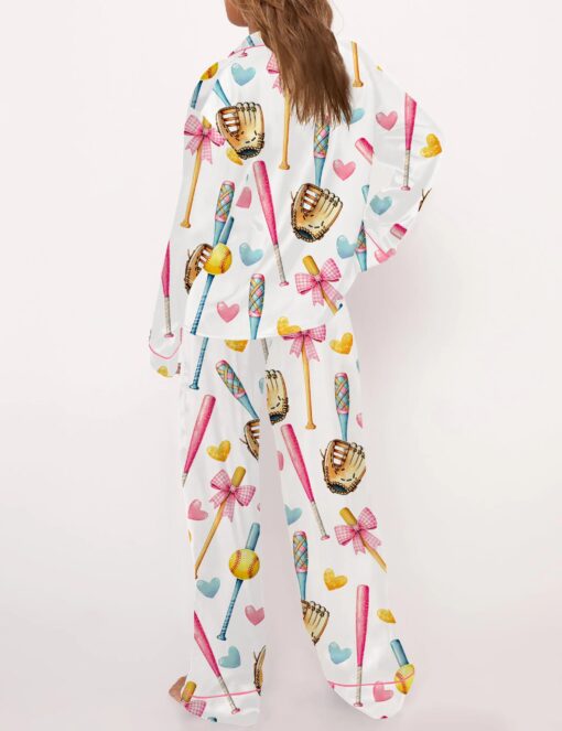 Coquette Softball Satin Pajama Set For Women - Image 5