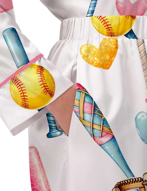 Coquette Softball Satin Pajama Set For Women - Image 6