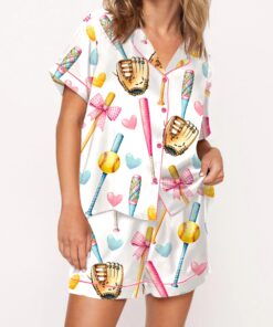 Coquette Softball Satin Pajama Set For Women