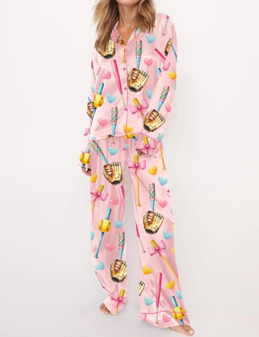 Coquette Softball Satin Pajama Set For Women - Image 8