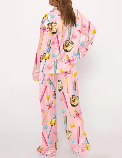 Coquette Softball Satin Pajama Set For Women - Image 7
