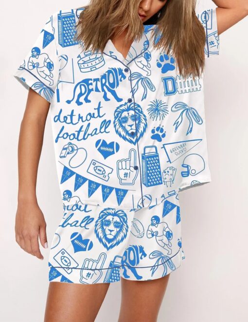 Women's Detroit Lions Football Game Day Satin Pajama Set - Image 3