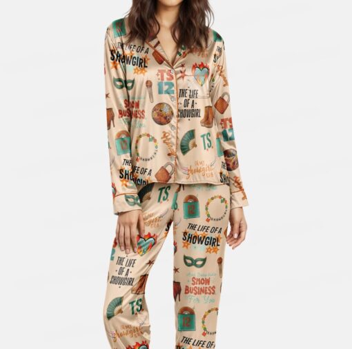 Life of a Showgirl Bracelet Silk Satin Pajamas Set For Women - Image 4