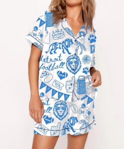 Women's Detroit Lions Football Game Day Satin Pajama Set