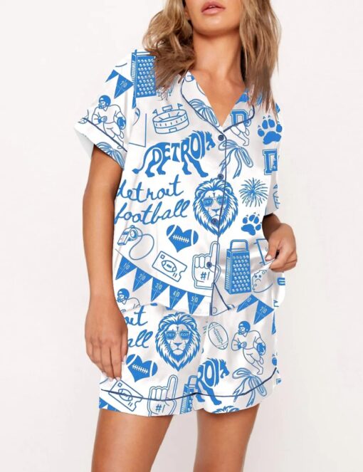 Women's Detroit Lions Football Game Day Satin Pajama Set