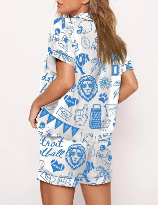 Women's Detroit Lions Football Game Day Satin Pajama Set - Image 2