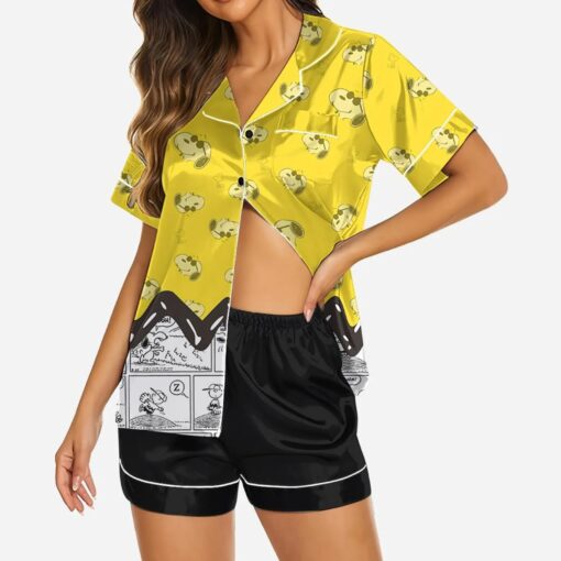 Snoopy Cartoon Spring Autumn Satin Pajamas Set - Image 2
