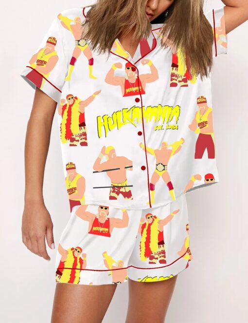 Women's Rip Hulk Hogan Hulkamania Est 1984 Satin Pajama Set - Image 3