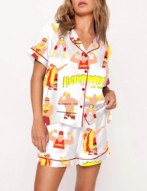 Women's Rip Hulk Hogan Hulkamania Est 1984 Satin Pajama Set