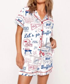 Women’s Buffalo Football Doodles Satin Pajama Set