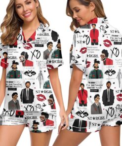 The Weeknd Middle Finger XO Tour 2025 Vintage Washed Satin Pajamas Set