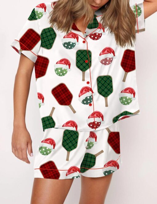 Christmas Pickleball Satin Pajama Set For Women - Image 2