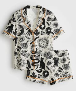 Women’s Cute Ghosts And Pumpkins Halloween Satin Pajama Set