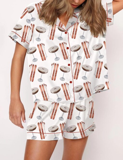 Apres Ski Martini Satin Pajama Set For Women - Image 2
