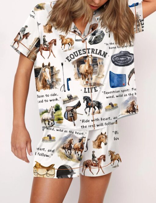 Equestrian Life Silky Satin Pajama Set For Women - Image 3