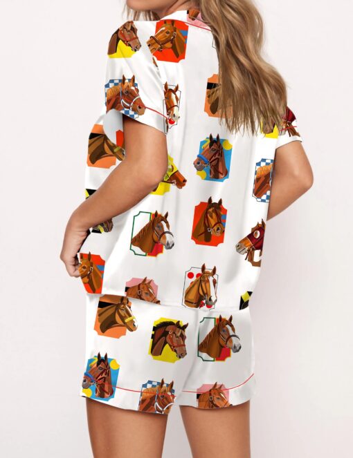 Triple Crown Champions Horses Satin Pajama Set For Women - Image 3