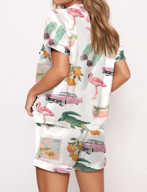 Florida Palm Beach Satin Pajama Set For Women - Image 2