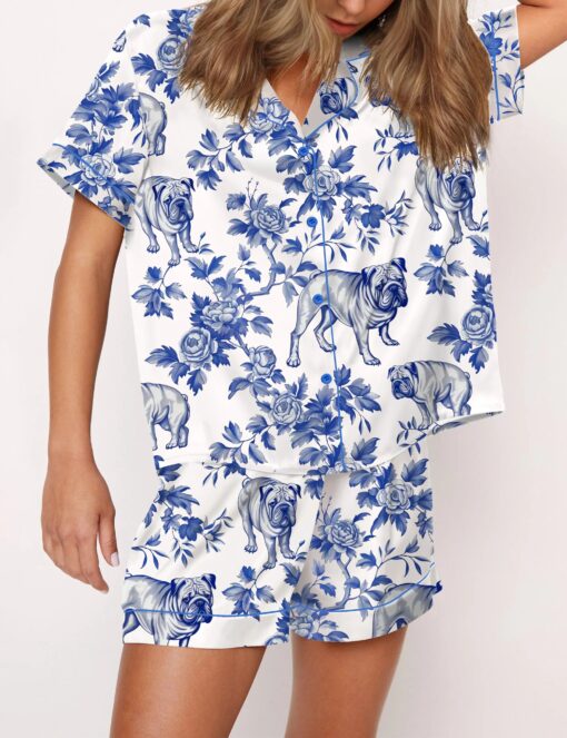 French Bulldog Satin Pajama Set For Women - Image 3