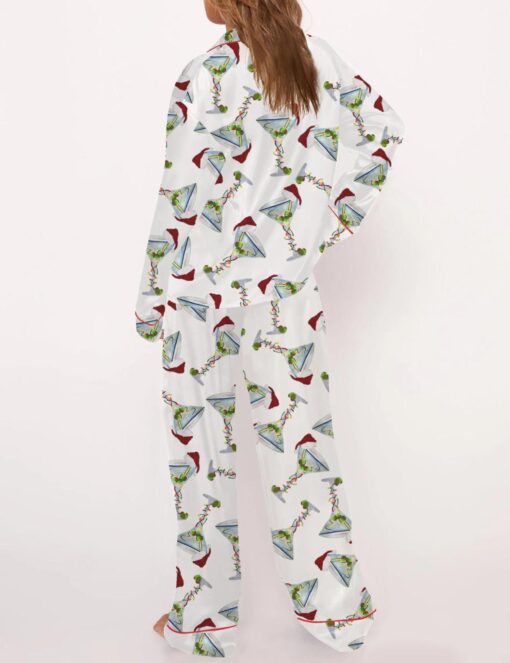 Martini Christmas Satin Pajama Set For Women - Image 3