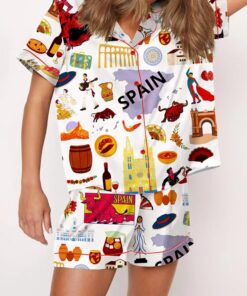 Spain Travel Satin Pajama Set