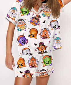 Women's 90's Nostalgic Halloween Nugs Satin Pajama Set