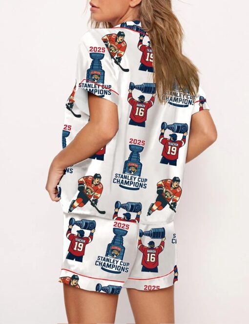 Women's Florida Panther Hockey Stanley Cup Champions Satin Pajama Set - Image 2