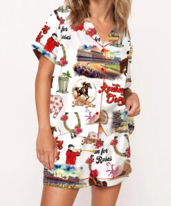 Retro Kentucky Derby Silky Satin Pajama Set For Women
